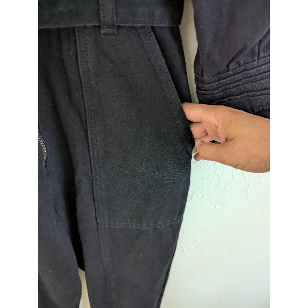 Donna Ida Edna Ruffled Edge Jumpsuit Blackest Size XS Belted Utility - Picture 7 of 11
